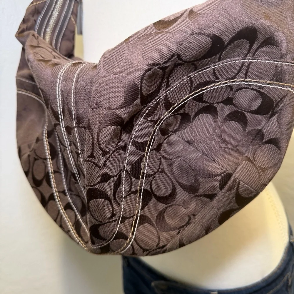 Coach Signature Brown Canvas Hobo Shoulder Bag Y2K Vintage Rare